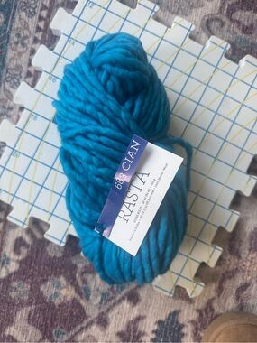 2 Rasta Chunky Yarn Skein in Cyan - Soft Bulky Wool